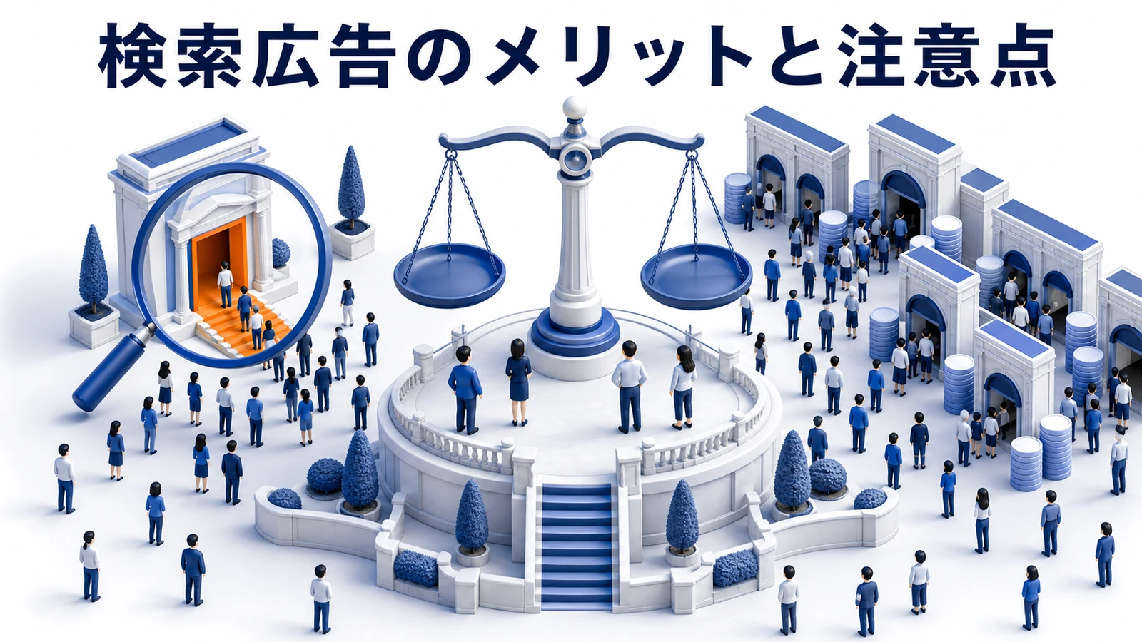 検索広告のメリットと注意点 顕在層 即効性 CPC上昇 LP重要 image2.0図解