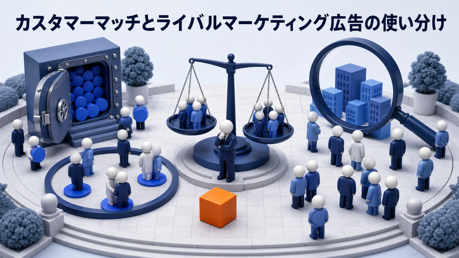 カスタマーマッチとライバルマーケティング広告の使い分けを示すimage2.0図解