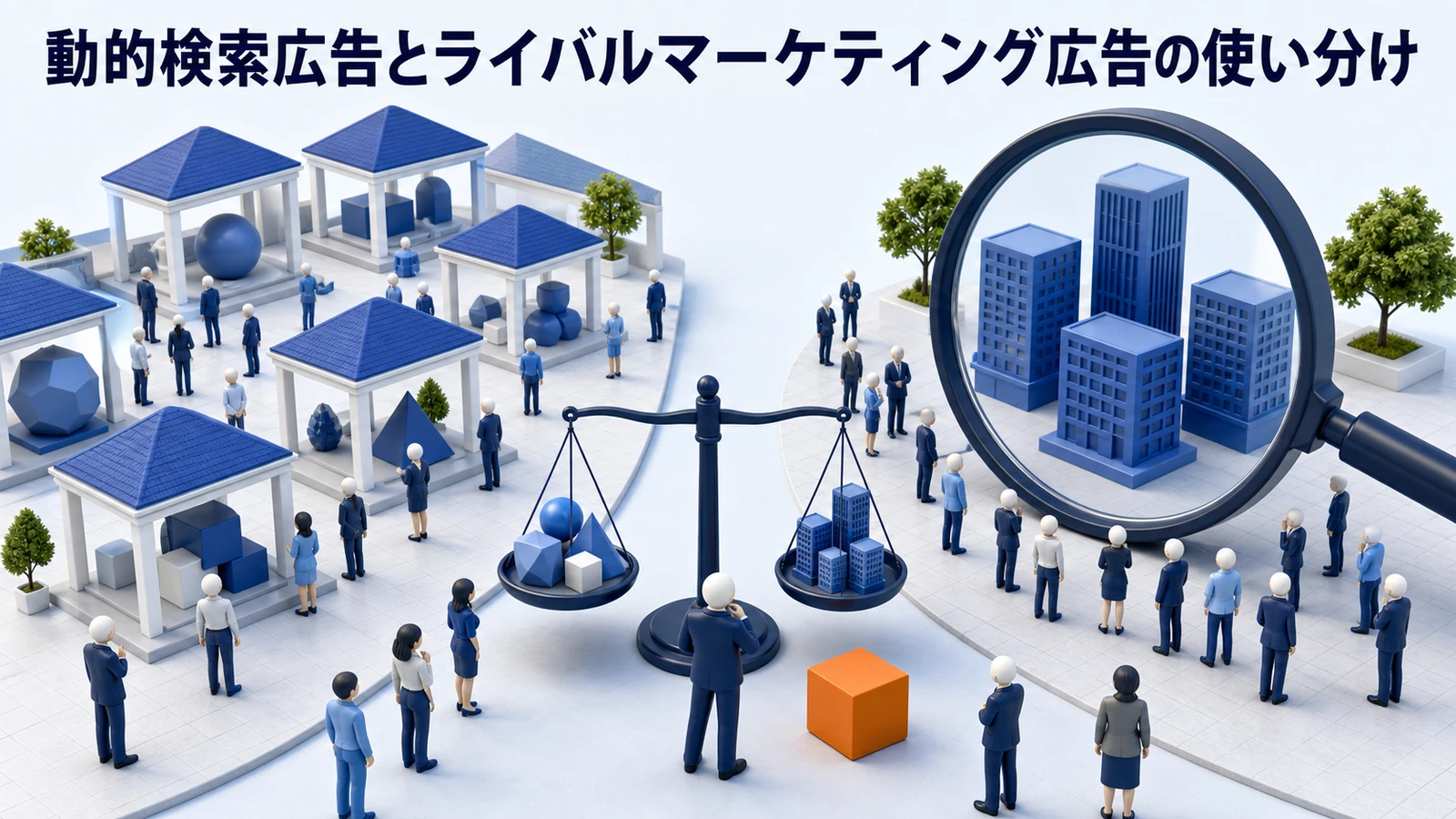 動的検索広告とライバルマーケティング広告の使い分けを示すimage2.0図解