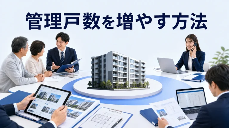 管理戸数を増やす方法を内容別のオリジナル構図で整理した解説画像