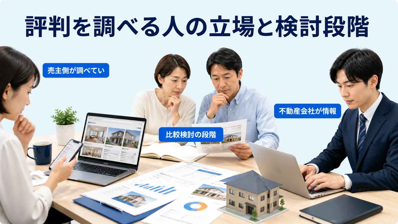 評判を調べる人の立場と検討段階