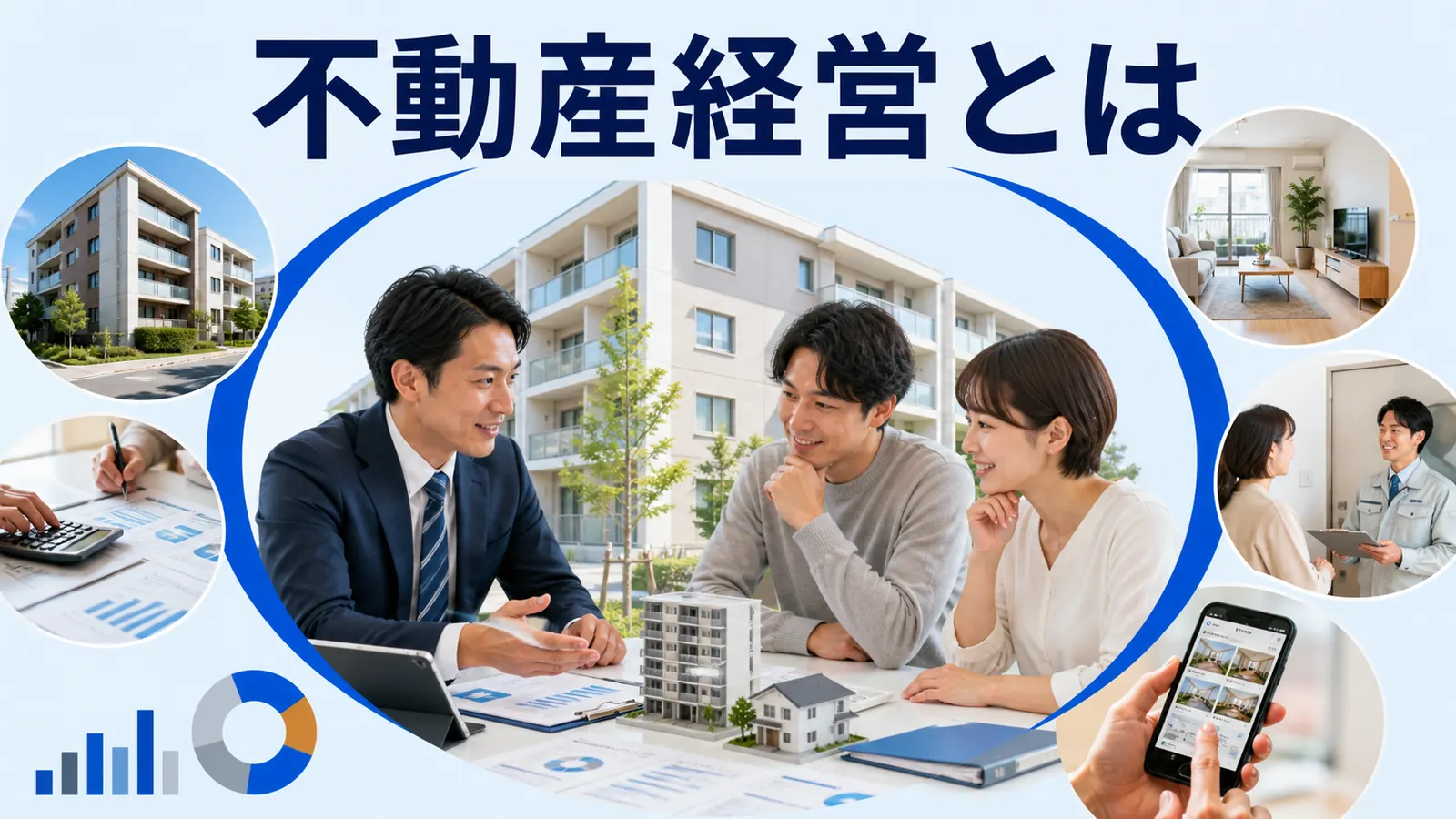 不動産経営とはを内容別のオリジナル構図で整理した解説画像