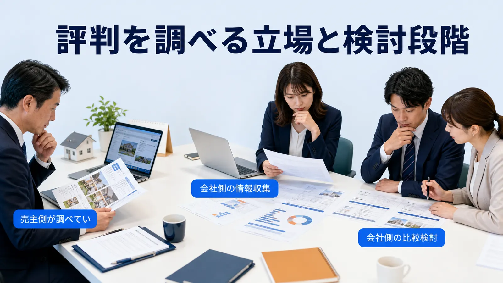 評判を調べる立場と検討段階