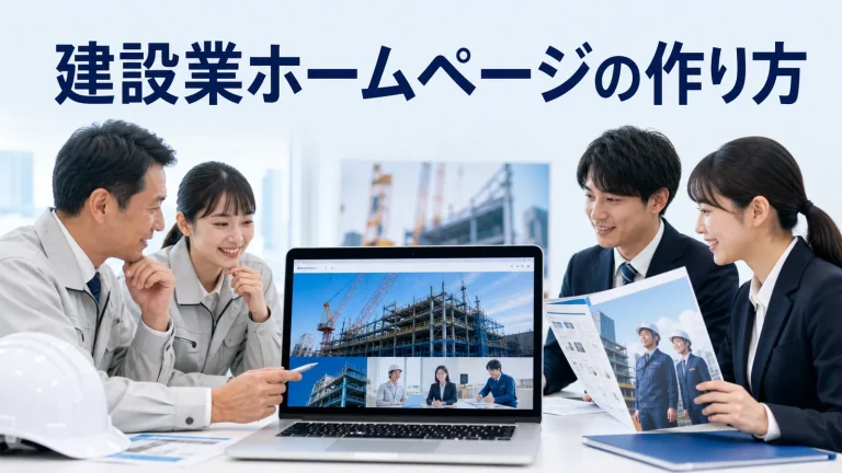 建設業ホームページの作り方を内容別のオリジナル構図で整理した解説画像