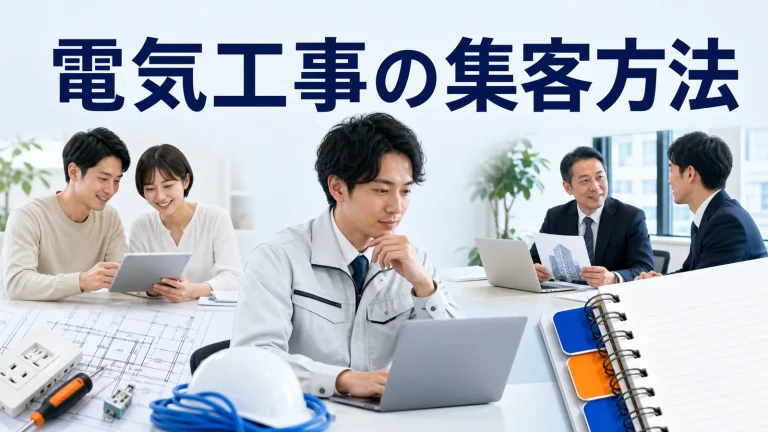 電気工事の集客方法を内容別のオリジナル構図で整理した解説画像