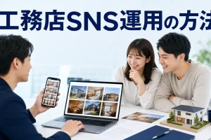 工務店SNS運用の方法を内容別のオリジナル構図で整理した解説画像