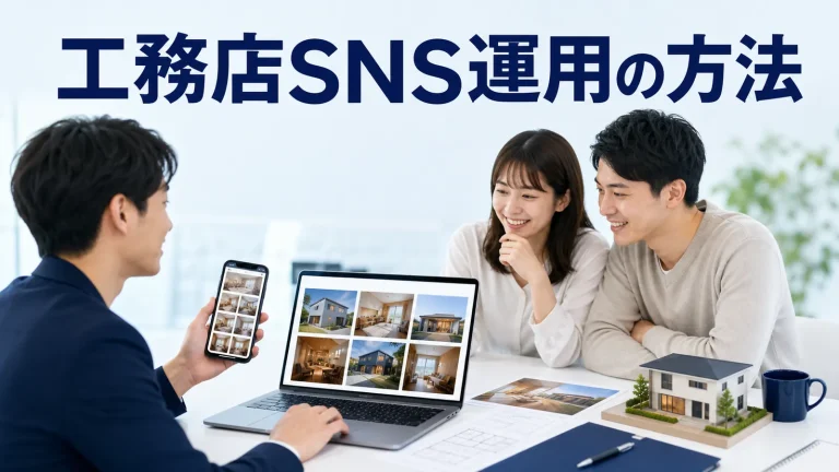 工務店SNS運用の方法を内容別のオリジナル構図で整理した解説画像
