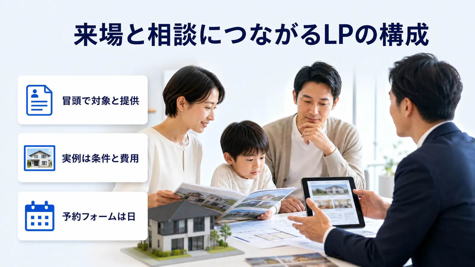来場と相談につながるLPの構成
