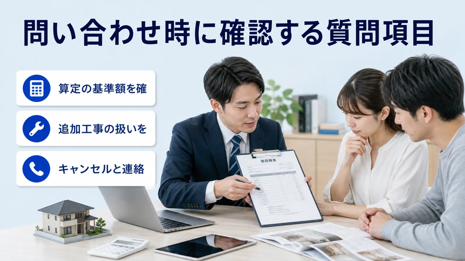 問い合わせ時に確認する質問項目