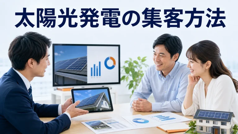 太陽光発電の集客方法を内容別のオリジナル構図で整理した解説画像