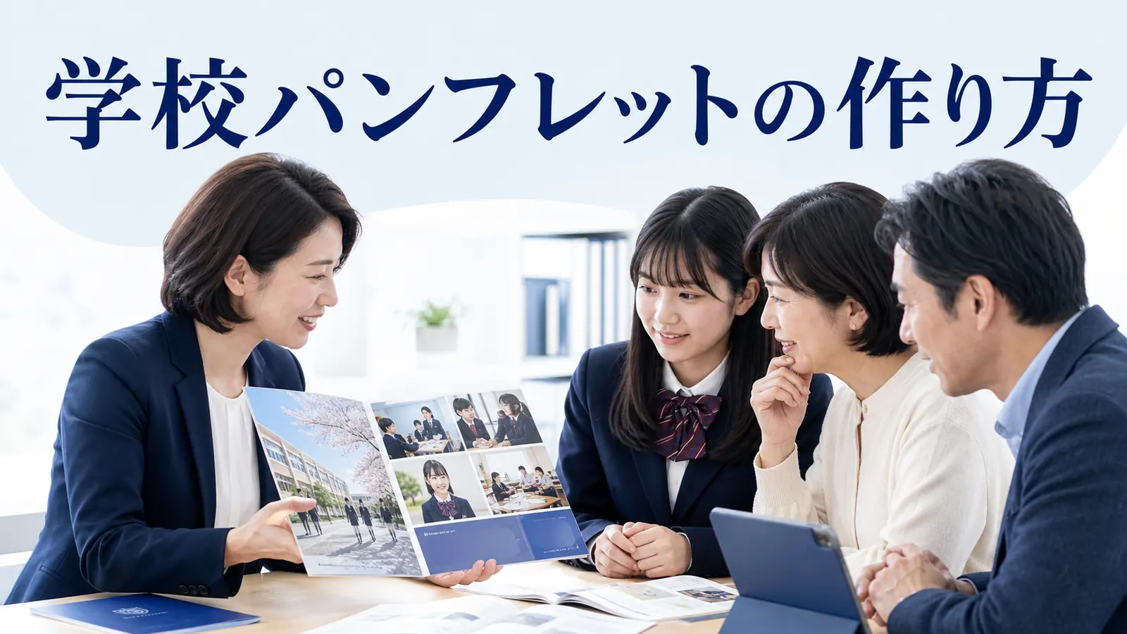 学校パンフレットの作り方を内容別のオリジナル構図で整理した解説画像