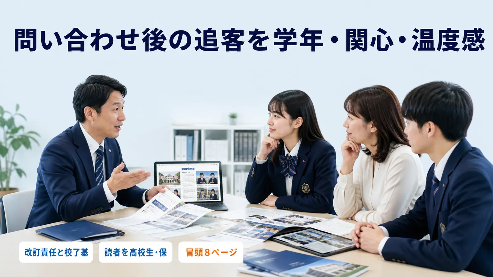 問い合わせ後の追客を学年・関心・温度感