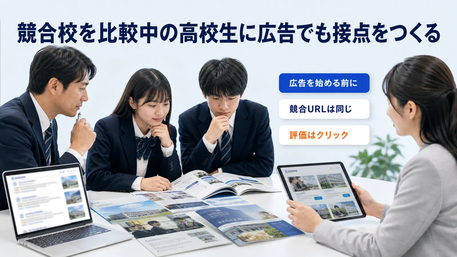 競合校を比較中の高校生に広告でも接点をつくる