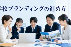 学校ブランディングの進め方を内容別のオリジナル構図で整理した解説画像