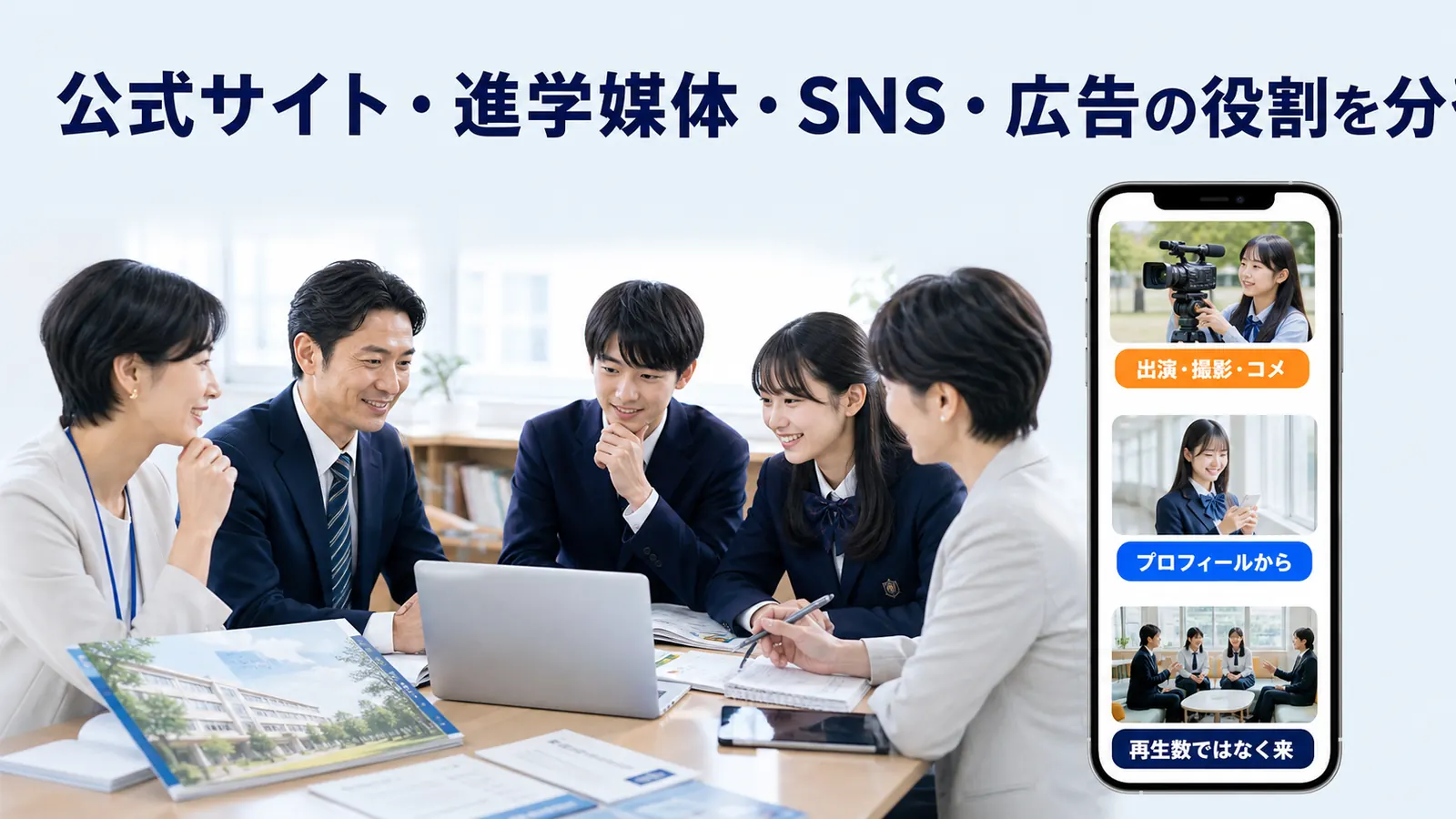 公式サイト・進学媒体・SNS・広告の役割を分