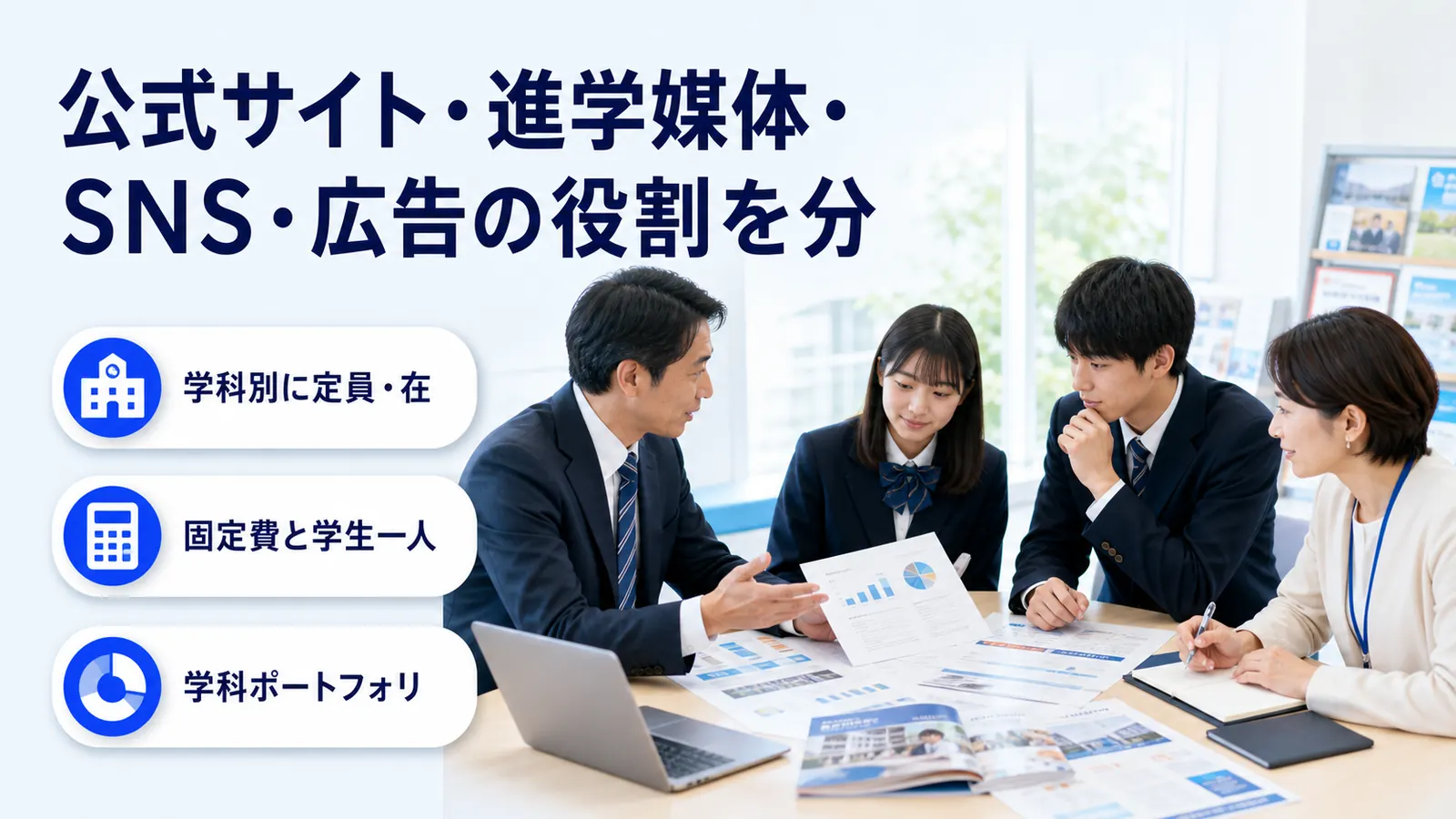 公式サイト・進学媒体・SNS・広告の役割を分