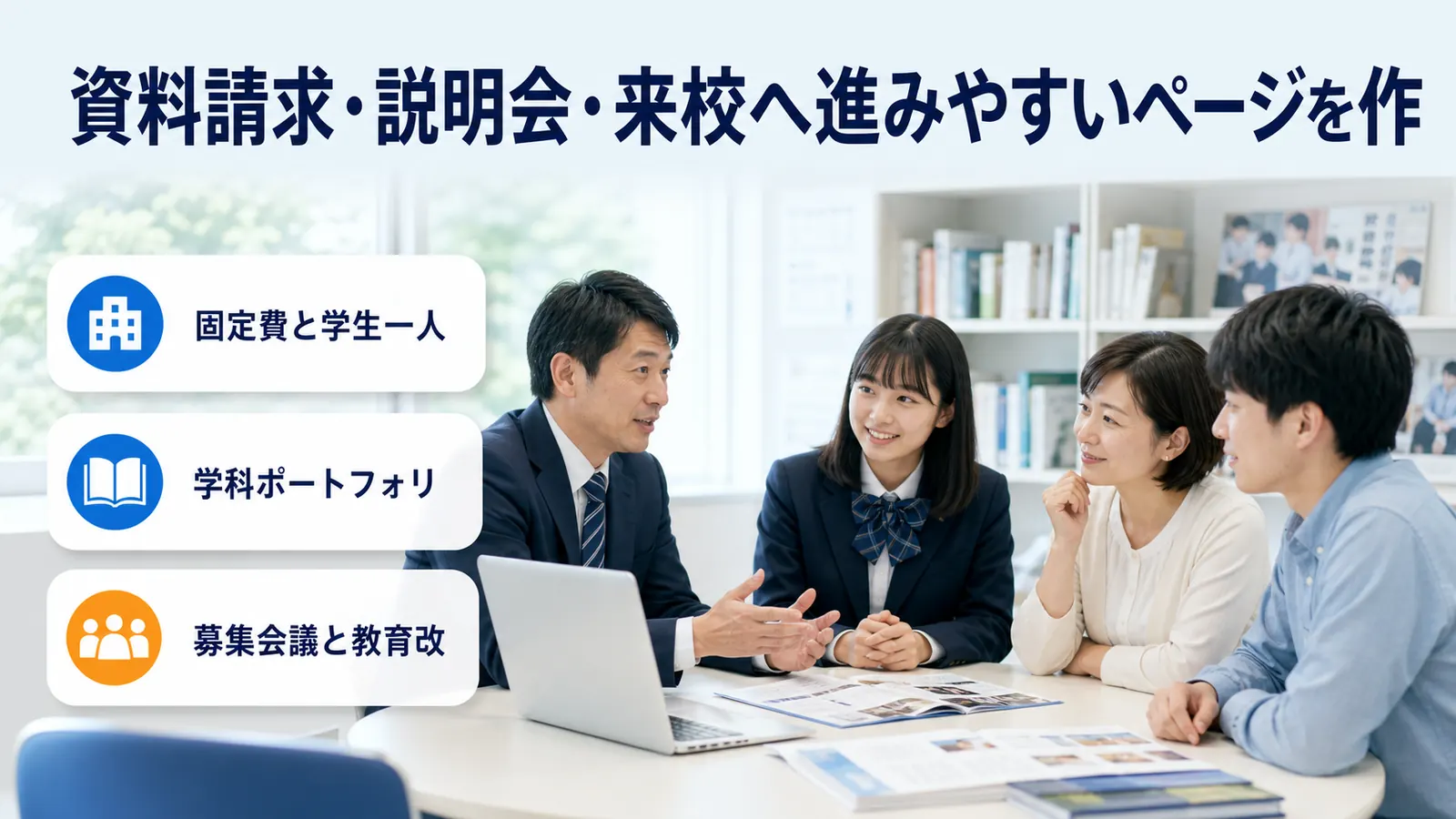 資料請求・説明会・来校へ進みやすいページを作