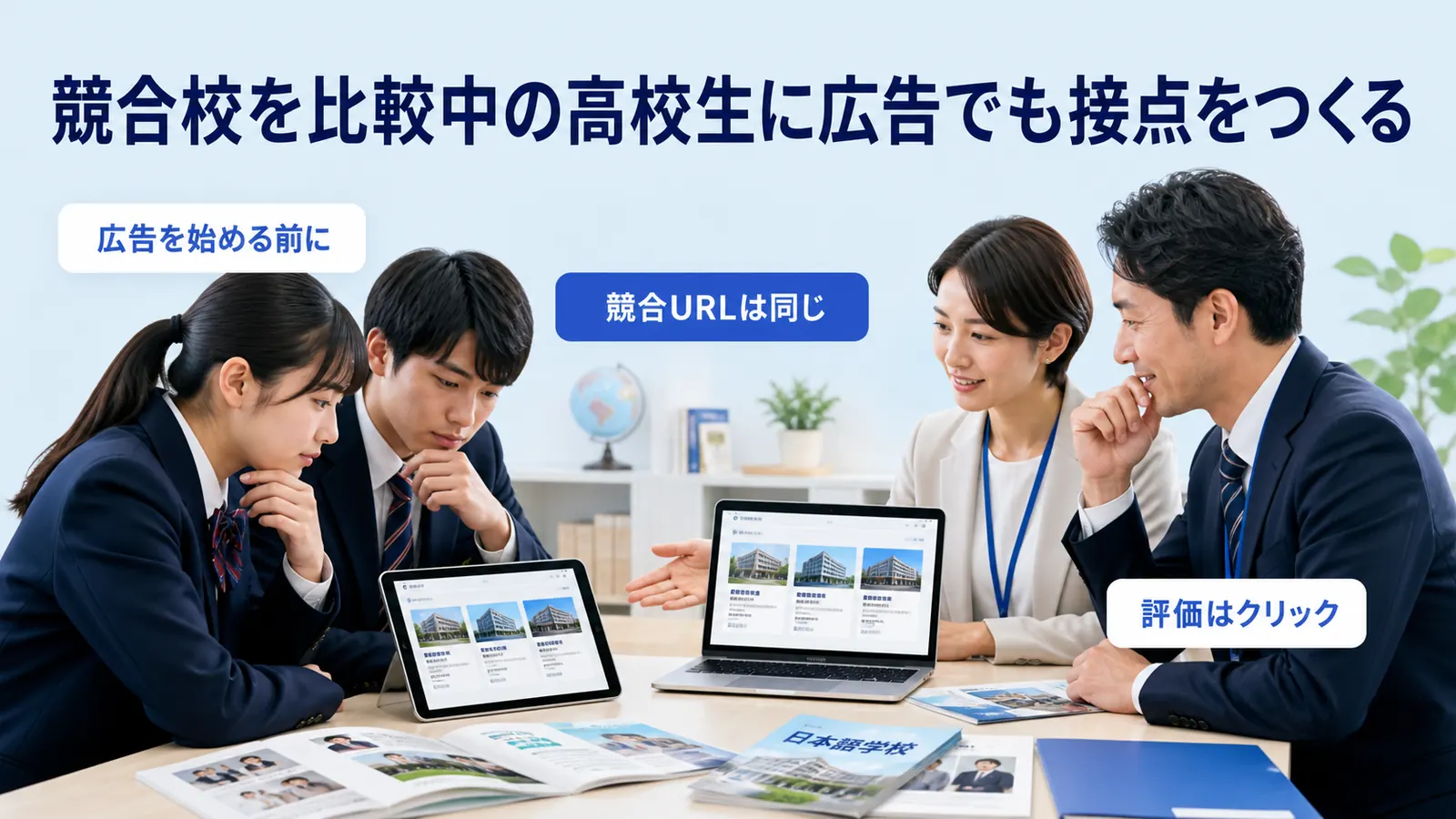 競合校を比較中の高校生に広告でも接点をつくる