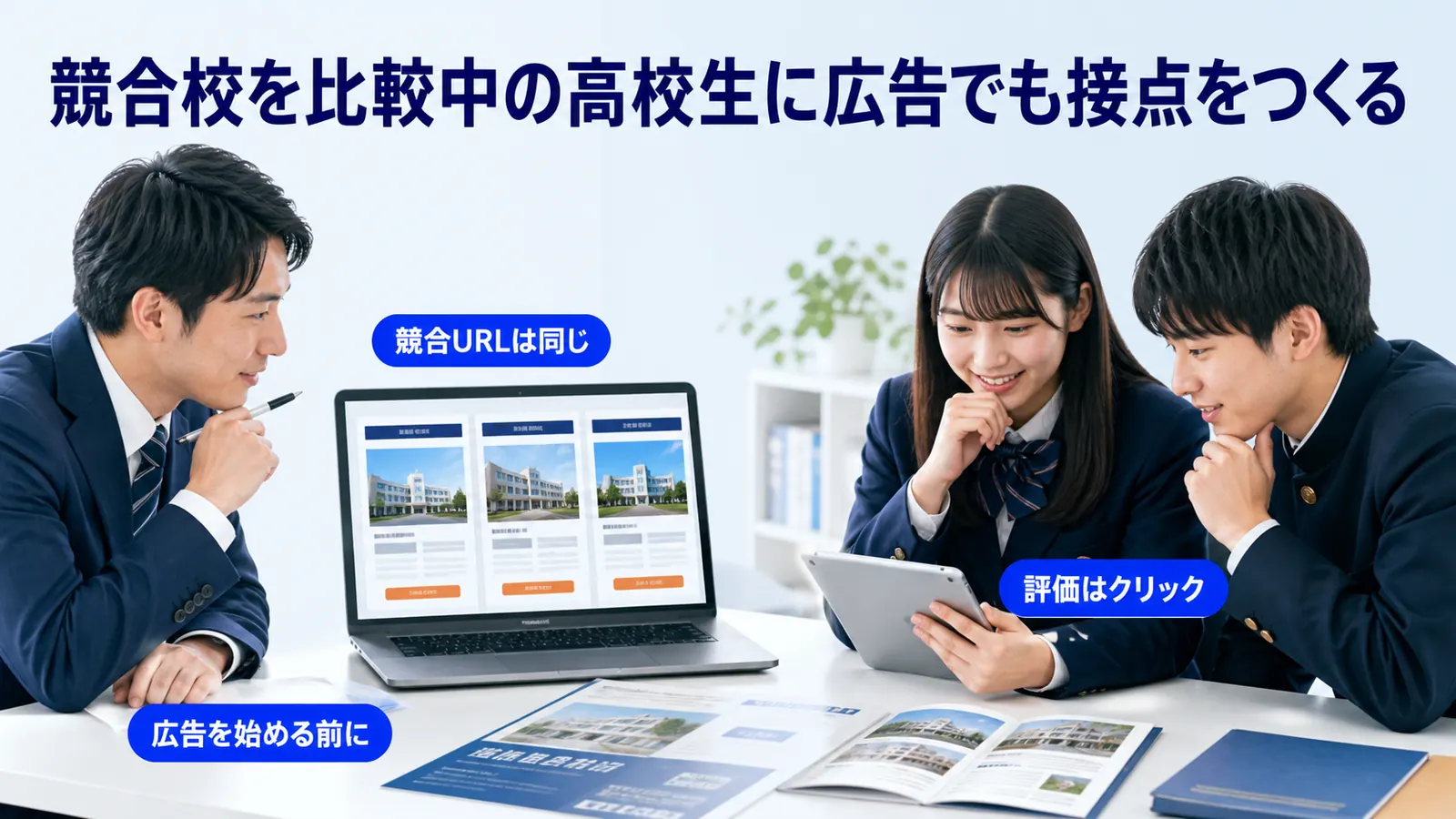競合校を比較中の高校生に広告でも接点をつくる