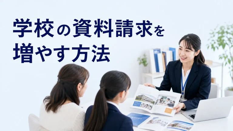 学校の資料請求を増やす方法を内容別のオリジナル構図で整理した解説画像