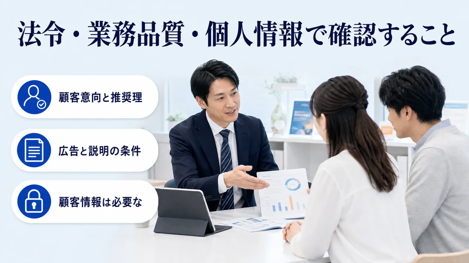 法令・業務品質・個人情報で確認すること