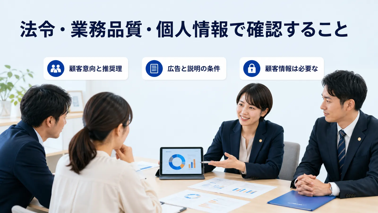 法令・業務品質・個人情報で確認すること
