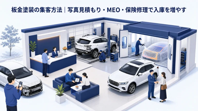 板金塗装の集客方法|写真見積もり・MEO・保険修理で入庫を増やす