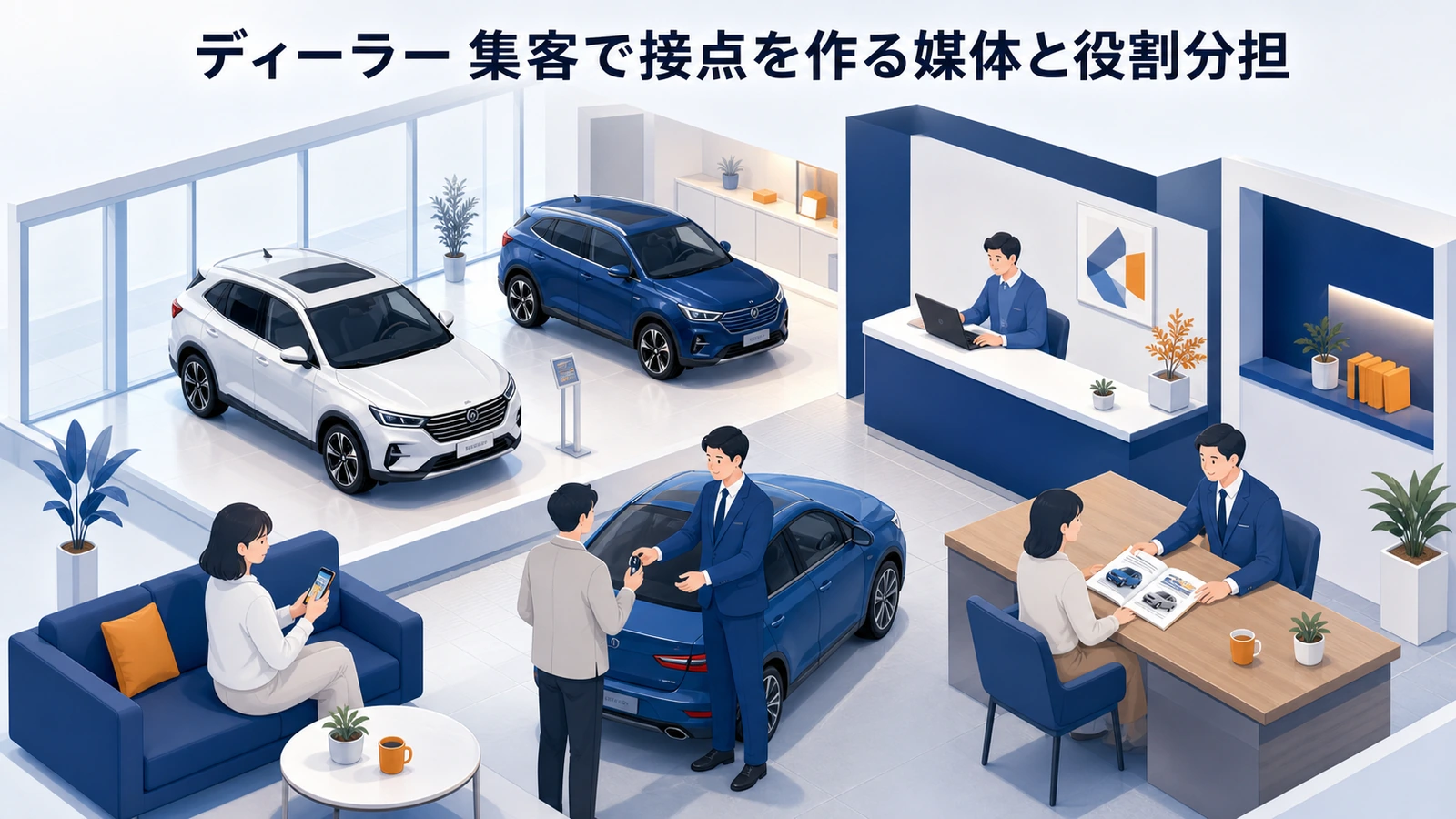 ディーラー 集客で接点を作る媒体と役割分担