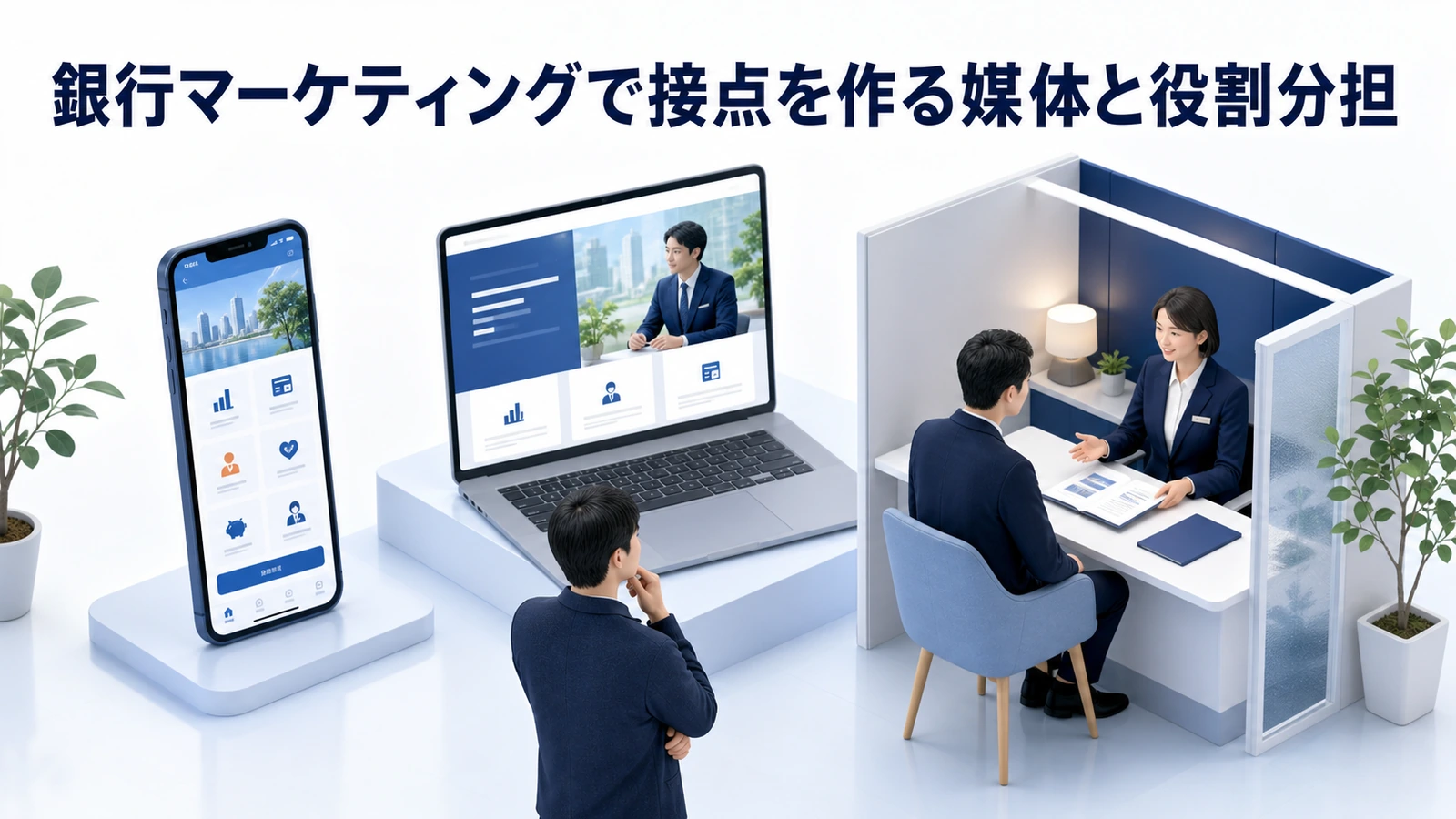 銀行マーケティングで接点を作る媒体と役割分担