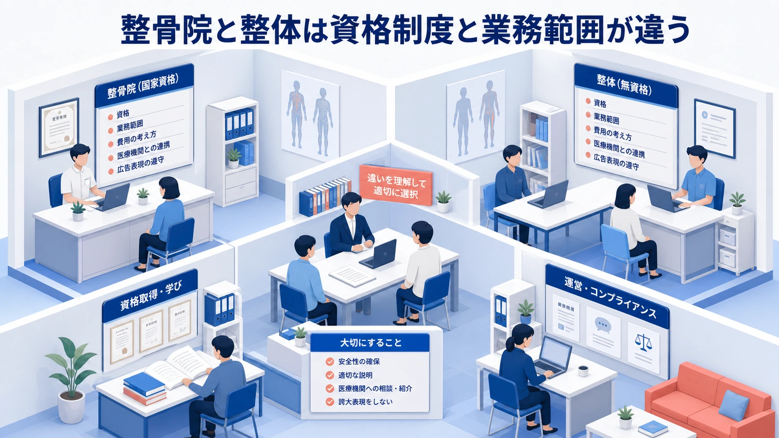 整骨院と整体は資格制度と業務範囲が違う