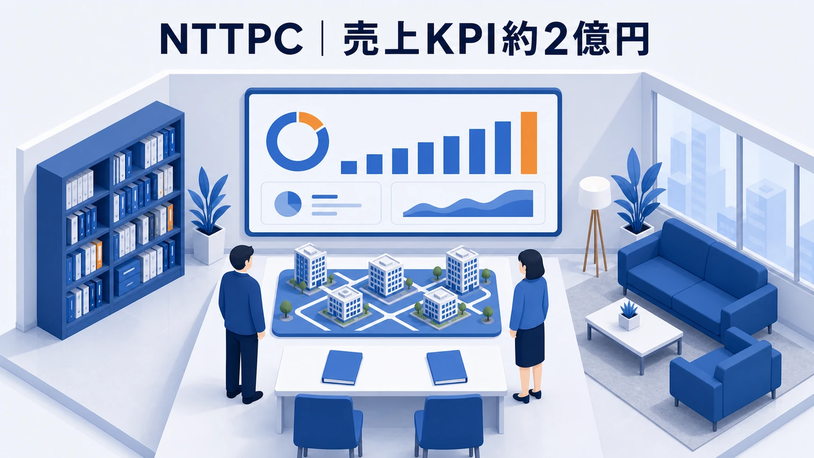 NTTPCコミュニケーションズがマーケティングとサービス部門を連携して売上KPIを達成した事例イメージ