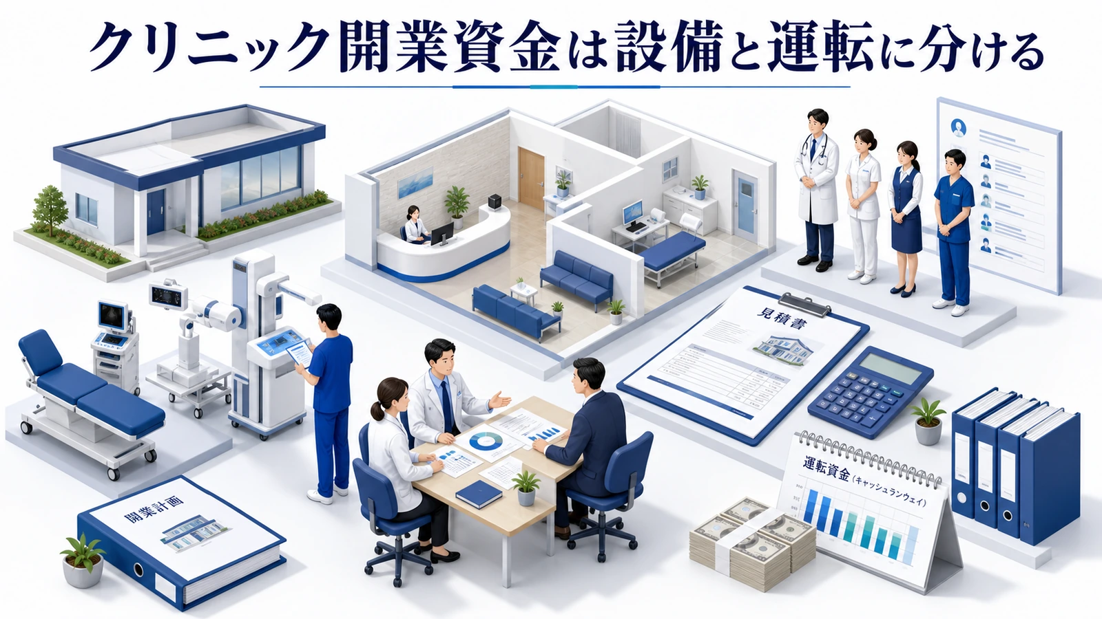 クリニック開業資金は設備と運転に分ける