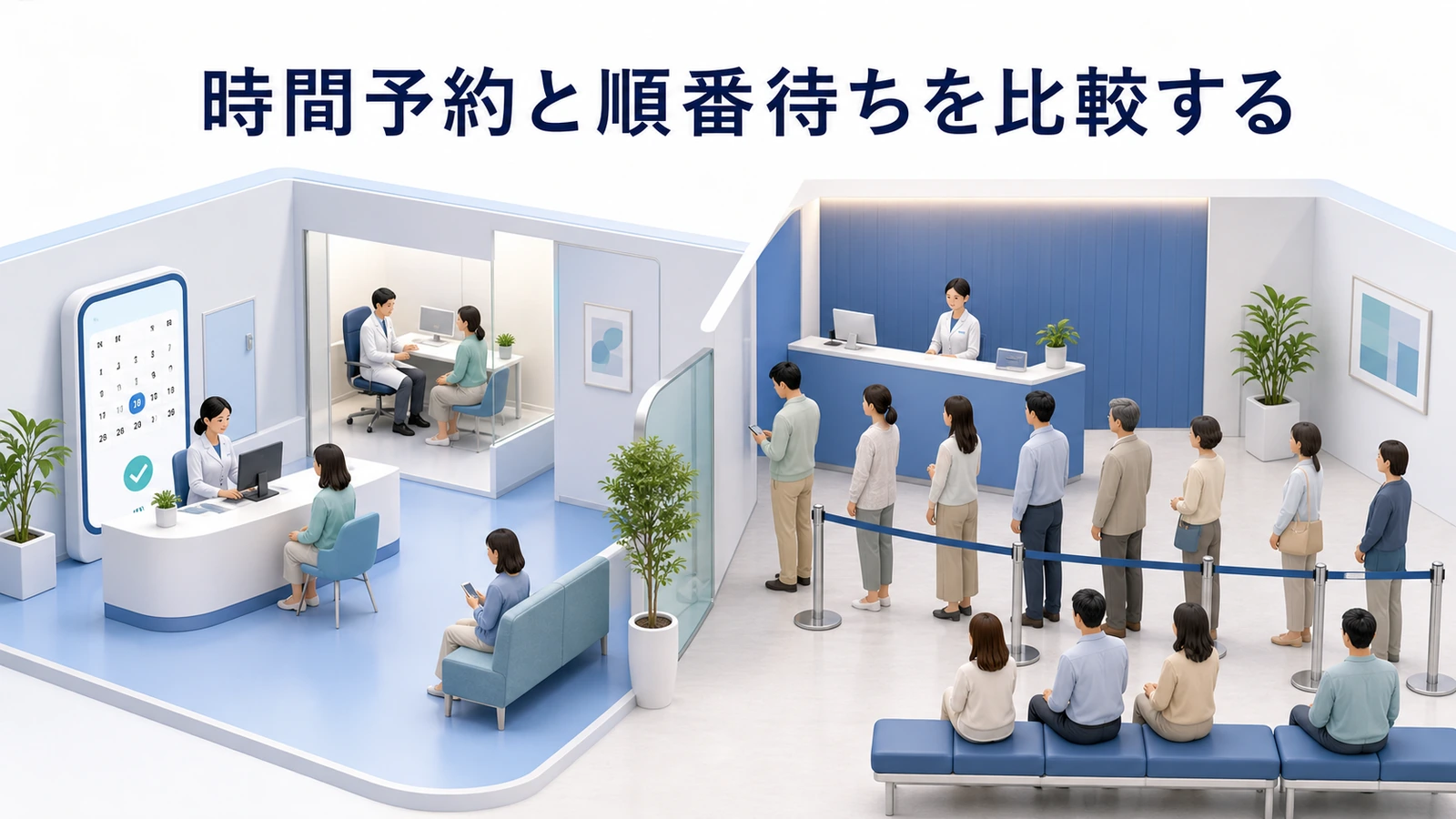 時間予約と順番待ちを比較する
