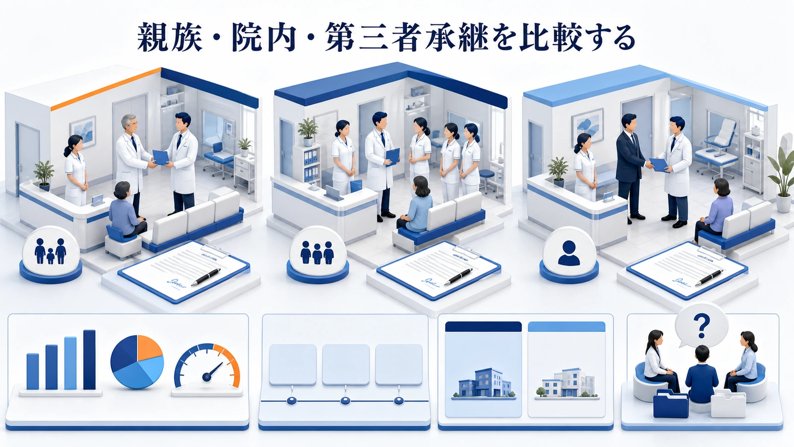 親族・院内・第三者承継を比較する