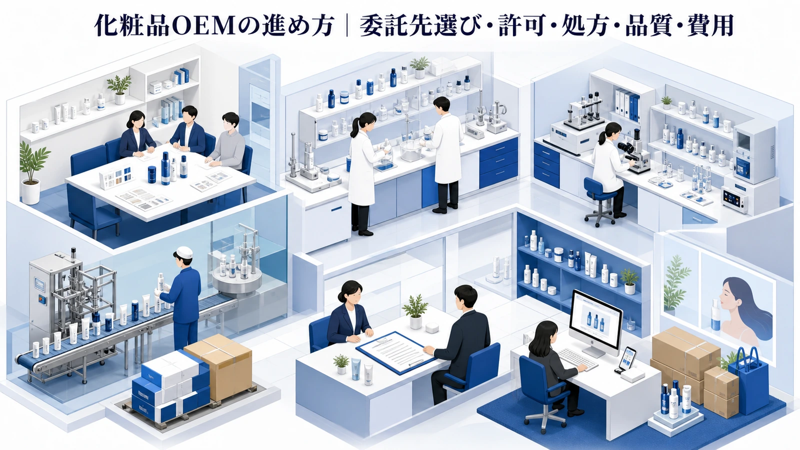 化粧品OEMの進め方｜委託先選び・許可・処方・品質・費用