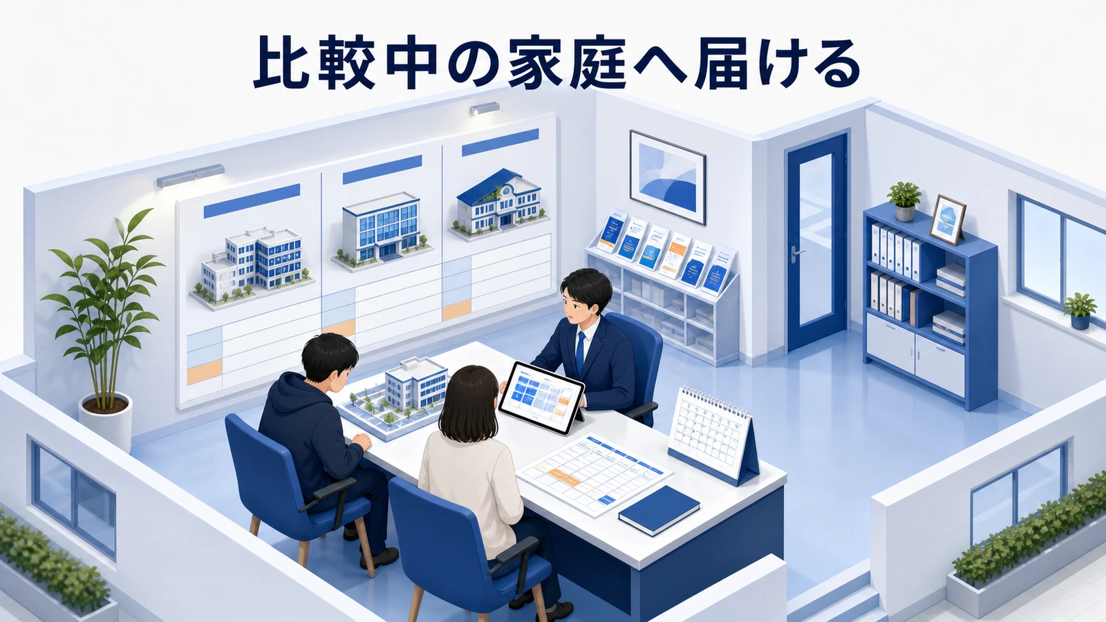 他塾を検討している段階の家庭を拾う導線を示した図解