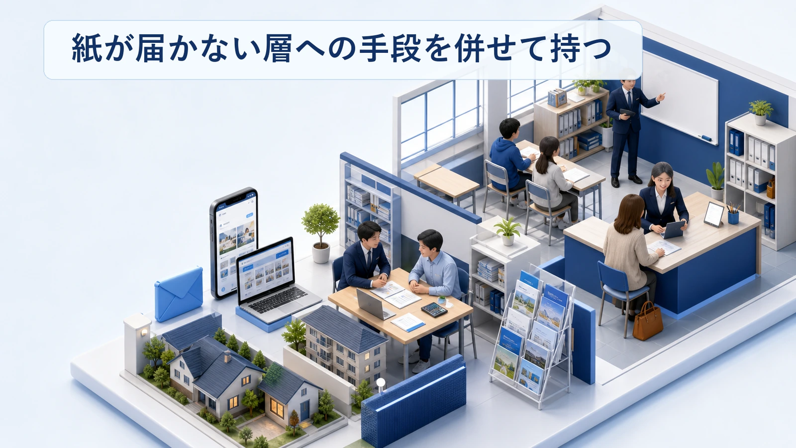 紙が届かない層へ広告で接点を作る導線を示した図解