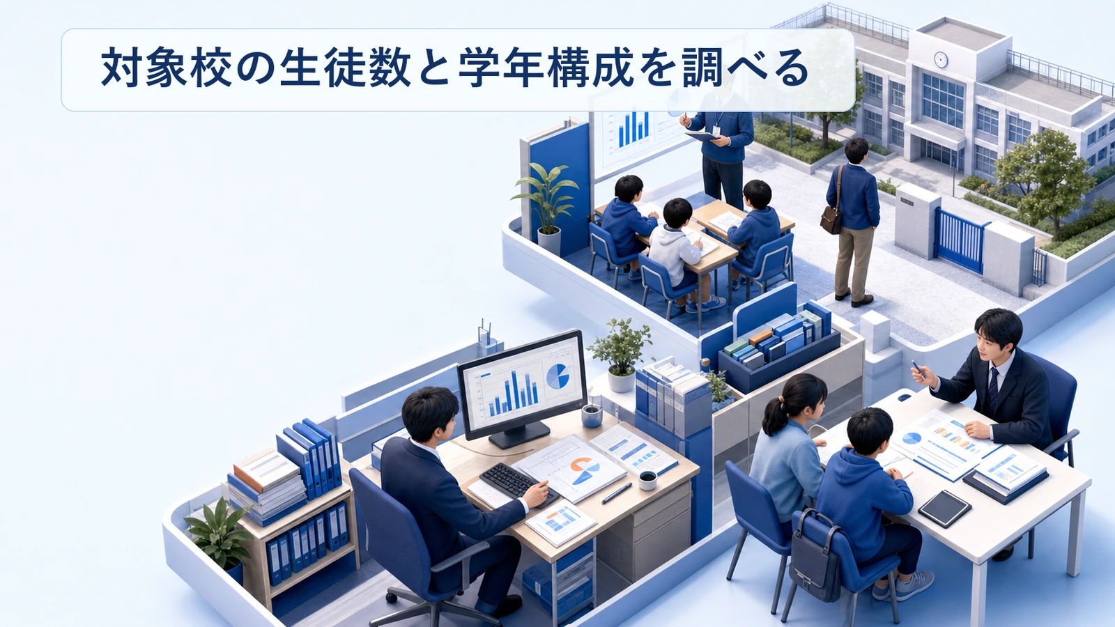 塾開業で対象校の生徒数と学年構成を調べる方法を整理した図解
