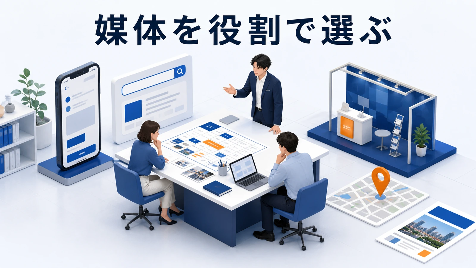 検索、SNS、動画、地図、イベント、メッセージを役割で選ぶ集客媒体設計