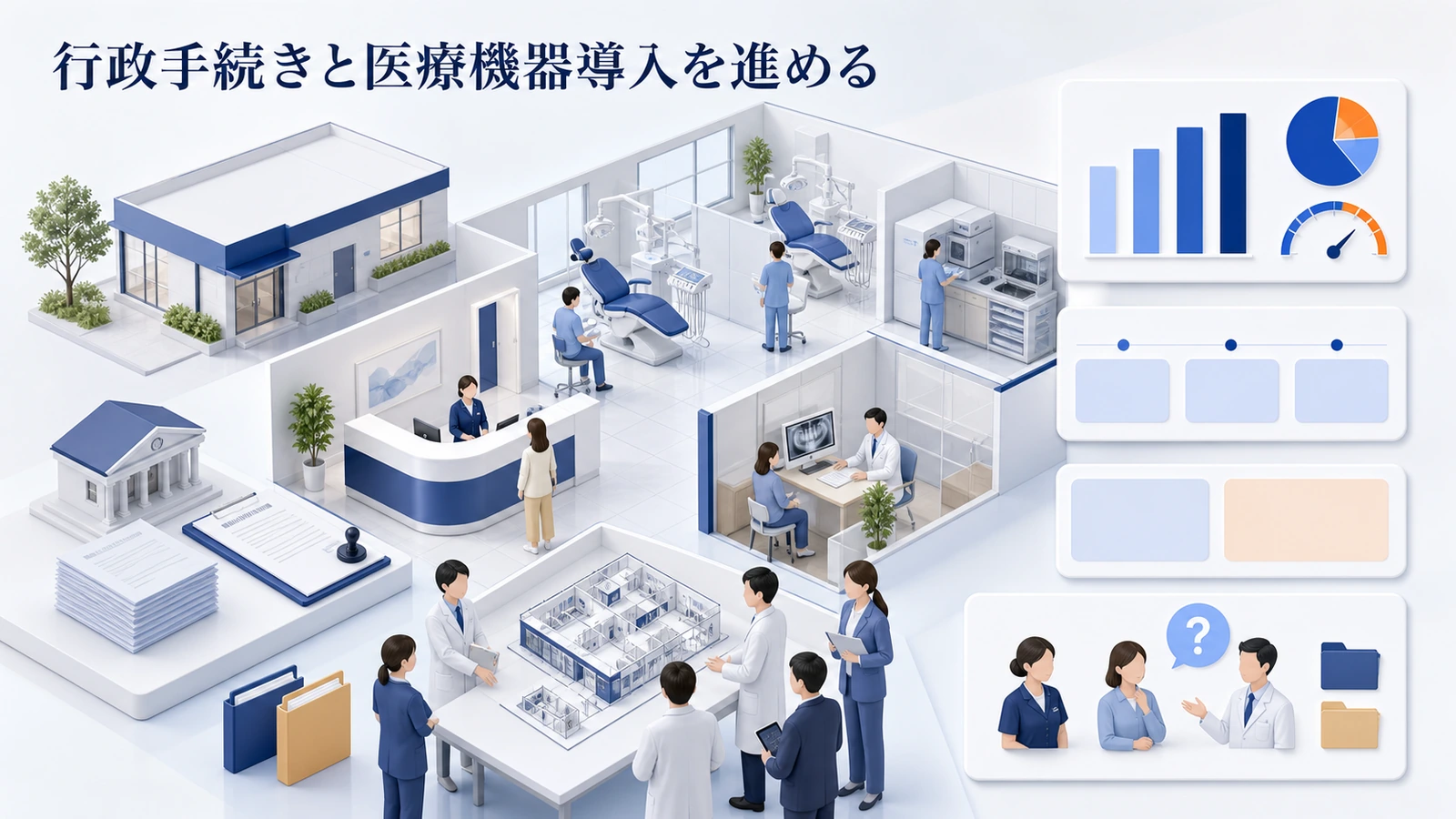 行政手続きと医療機器導入を進める