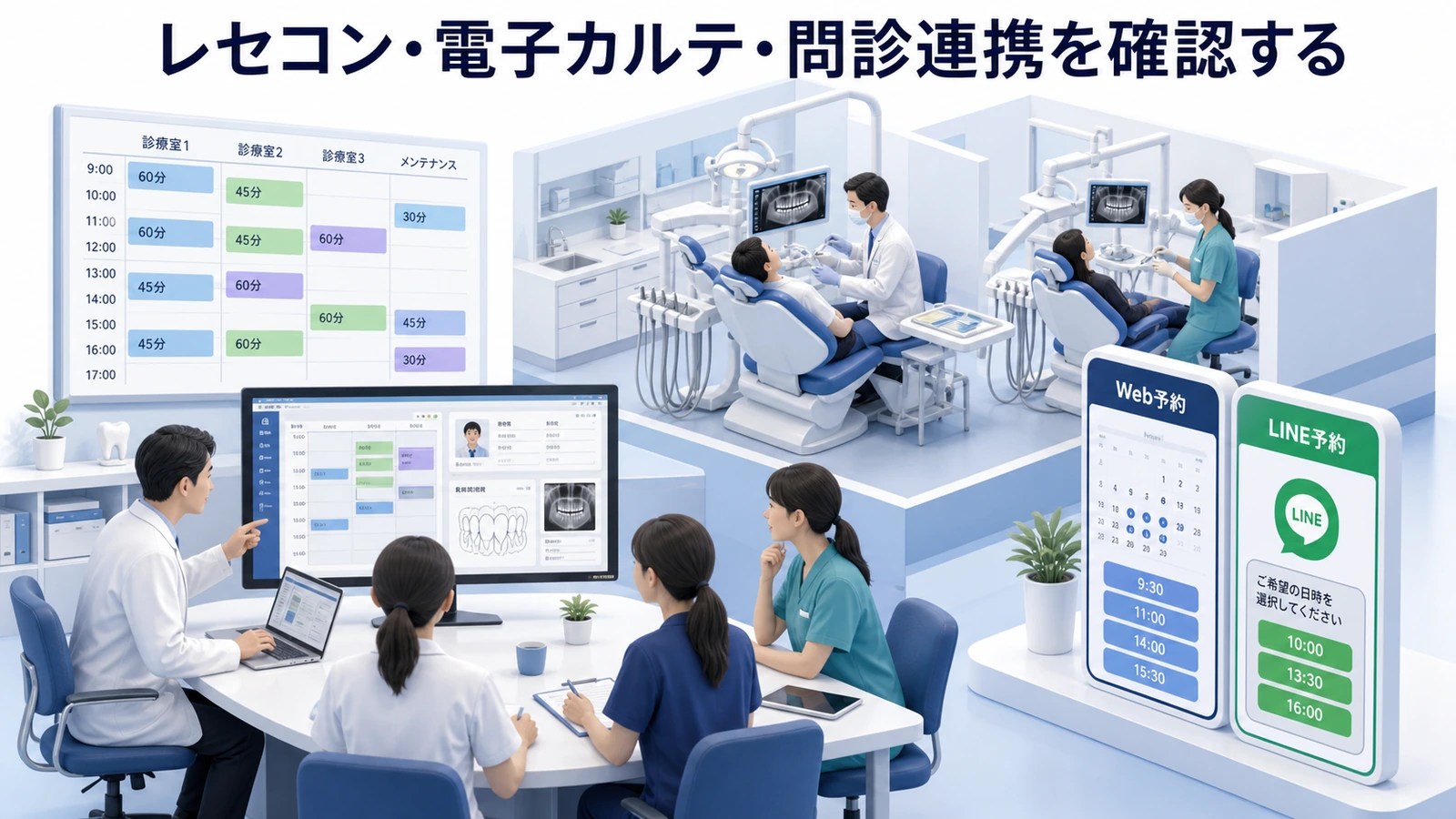 レセコン・電子カルテ・問診連携を確認する