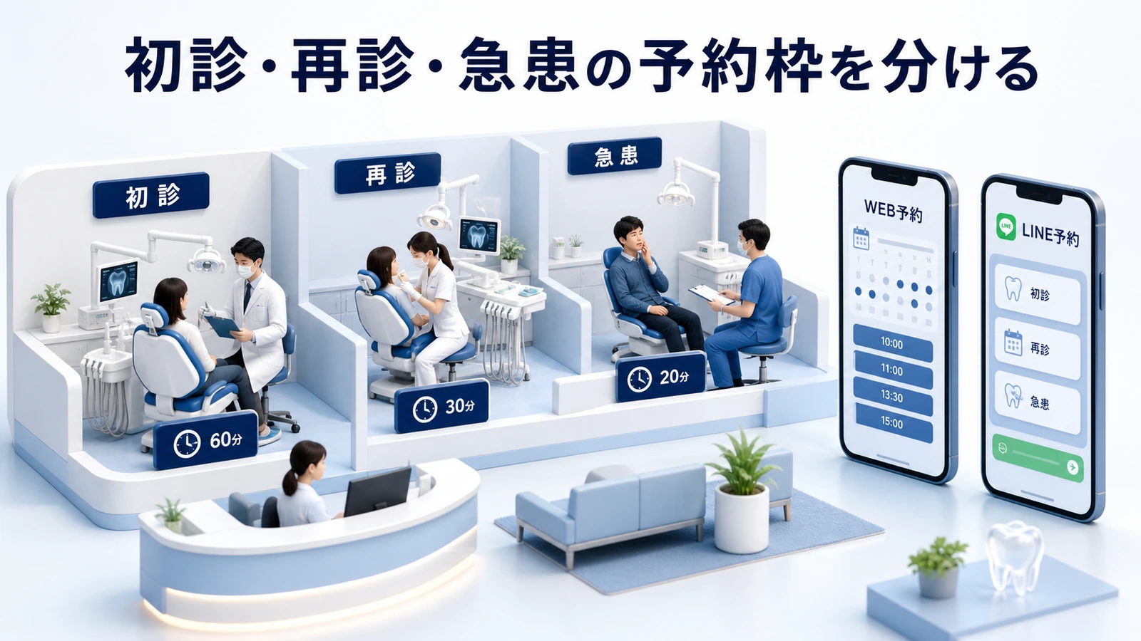 初診・再診・急患の予約枠を分ける