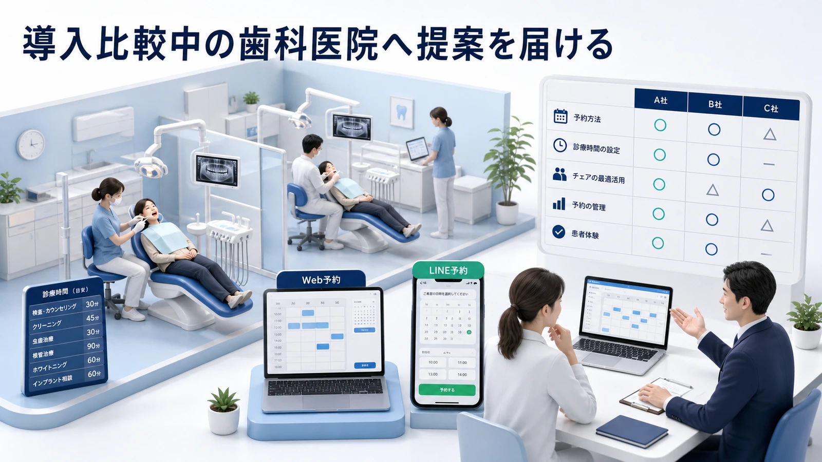 導入比較中の歯科医院へ提案を届ける