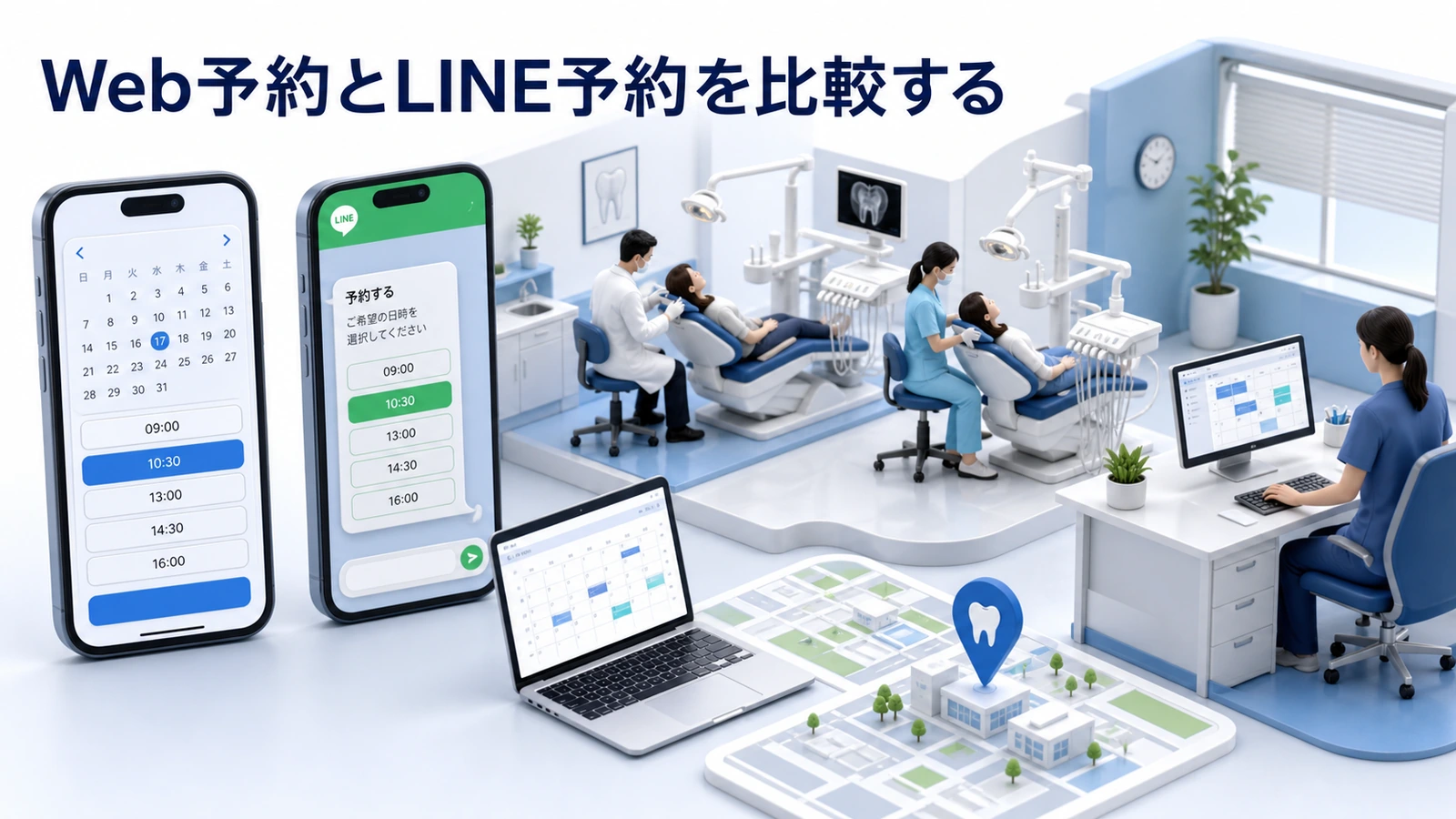 Web予約とLINE予約を比較する