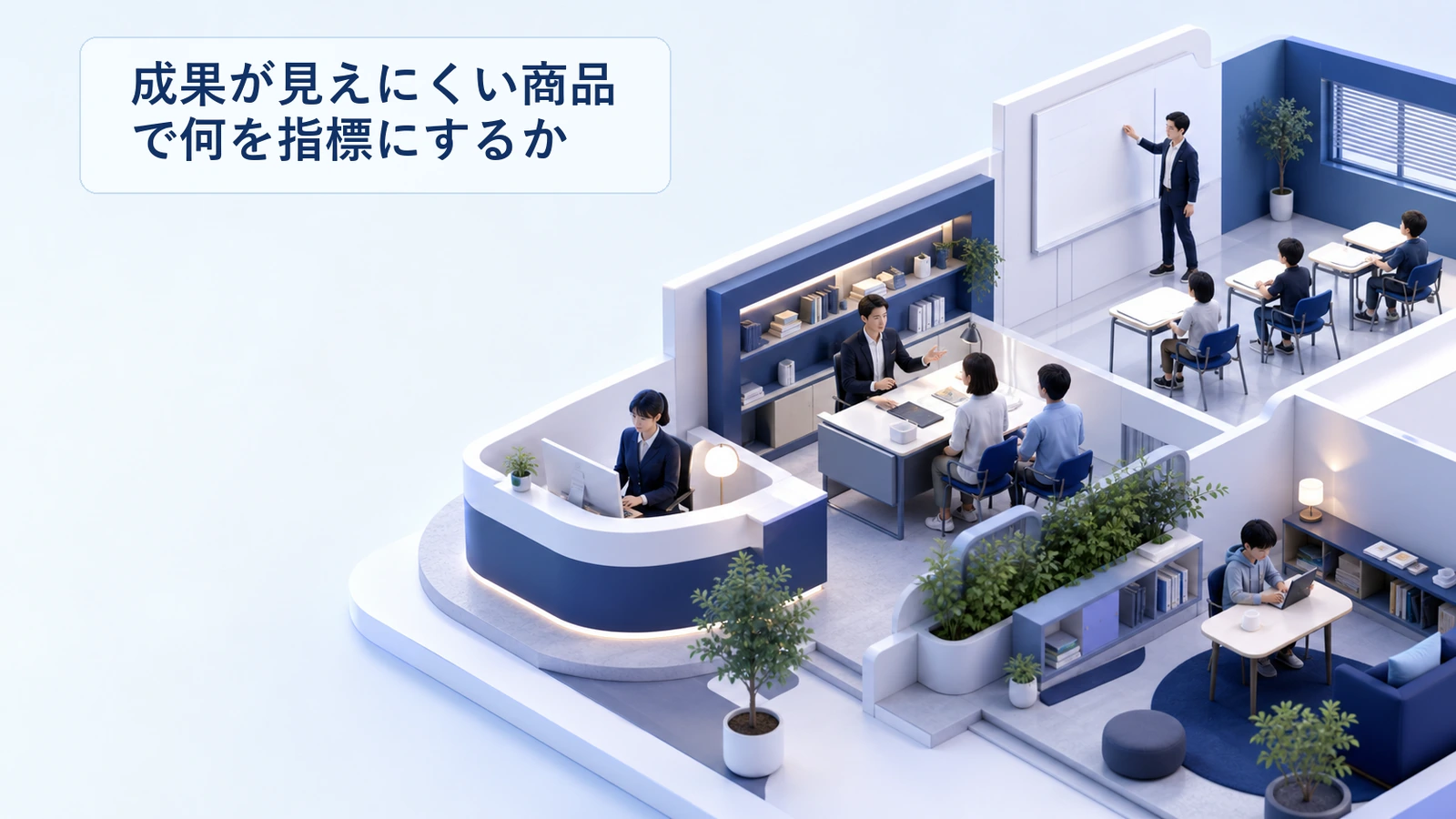 教育分野で成果が見えにくい商品の指標の作り方を整理した図解