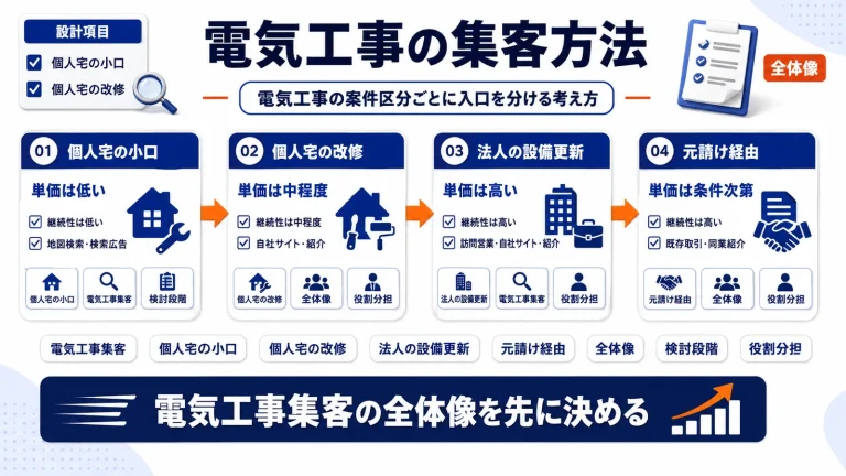 電気工事の集客方法｜個人宅・法人・元請け案件を増やす設計