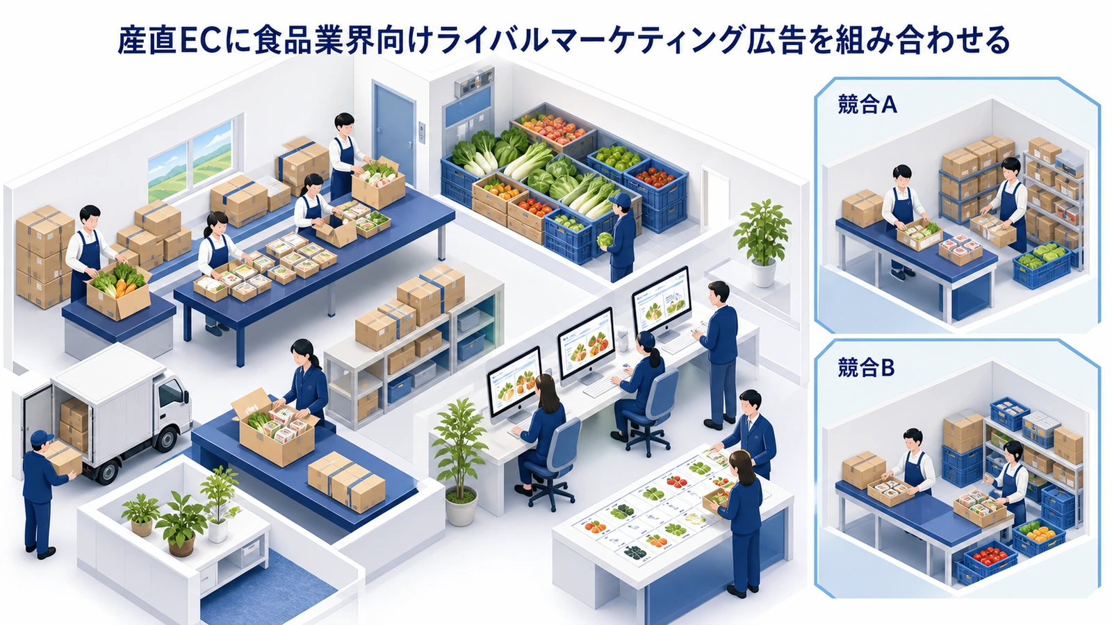 産直ECに食品業界向けライバルマーケティング広告を組み合わせる
