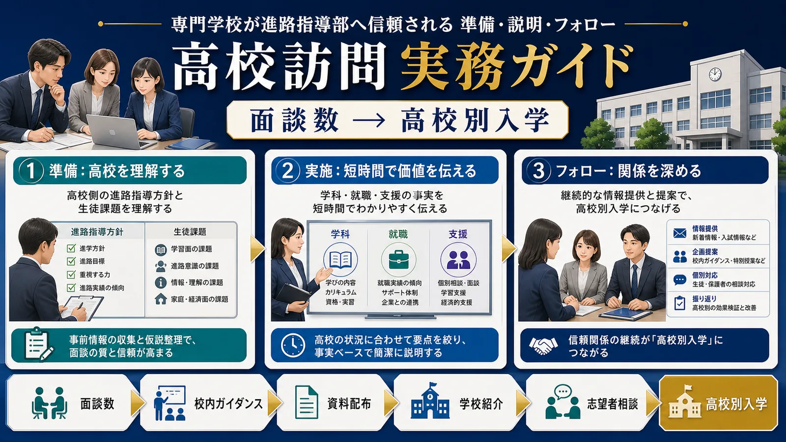 高校訪問のコツ｜専門学校が進路指導部へ信頼される準備・説明・フォロー Image 2.0