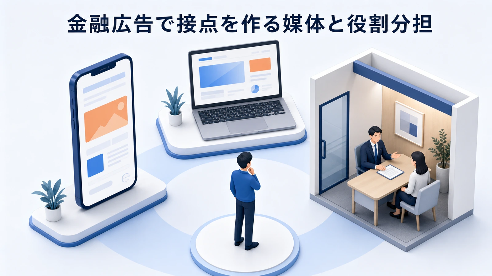 金融広告で接点を作る媒体と役割分担