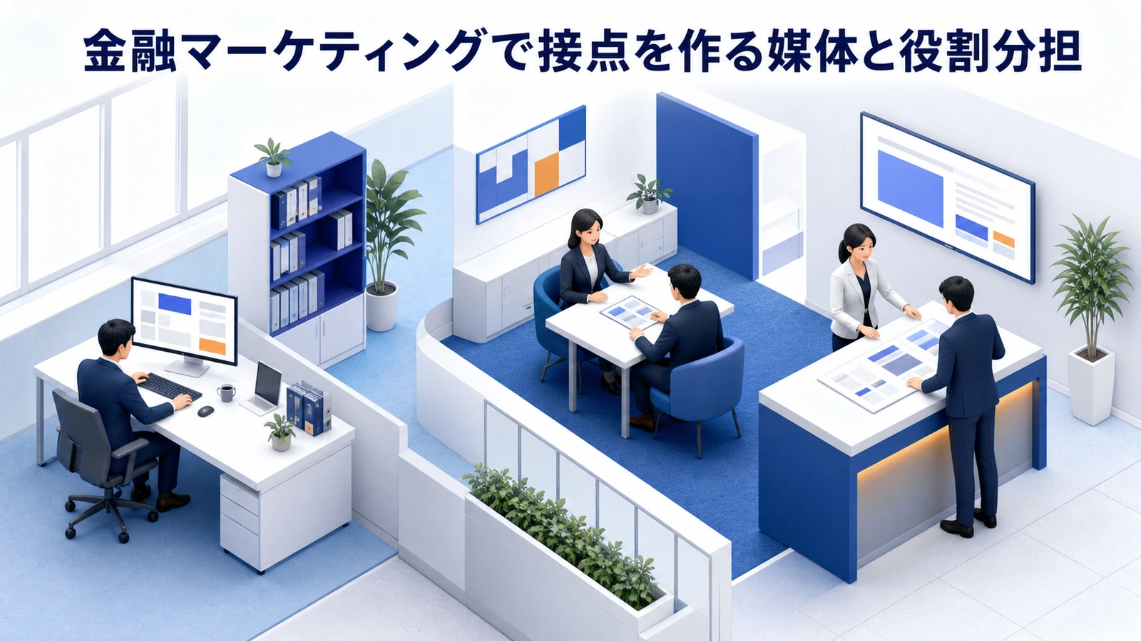 金融マーケティングで接点を作る媒体と役割分担